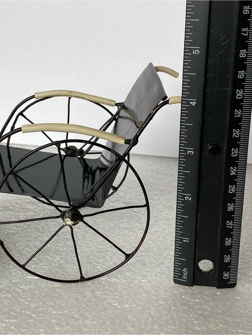 Vintage Dollhouse Accessory Black Metal Wheelchair For Dolls